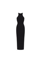 SKIMS Soft Lounge High Neck Ribbed Cotton Stretch Long Dress Black Women M
