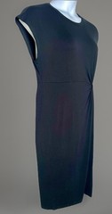 Exclusive Black Ultra Thin T-shirt Twist Tie Midi Dress Cap Sleeve Dress Sz: L