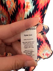Lyss Loo Womens Aztec Print Flutter Sleeve Loose Fit Tunic Dress L/XL 100% Polye
