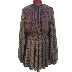 The Dolls House Mini Dress Medium Black Point D&rsquo;esprit Mesh Hi Neck Bell Sleeve