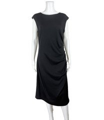 ST. JOHN COUTURE Milano Knit Dress Ruched Black – Size 12 – NTSF