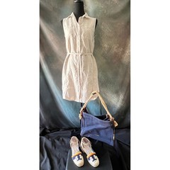 Adrienne Vittadini Linen Sleeveless Button Down Shirt Dress Womens 4