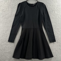 Kate Spade Saturday Womens Dress Black Size 2 Sheath Long Sleeve Rayon Wool