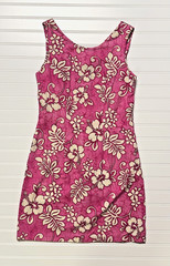 VTG 70&rsquo;s 60&rsquo;s Retro Hawaiian Tropical Pink Floral Cotton Shift Dress Colorful S