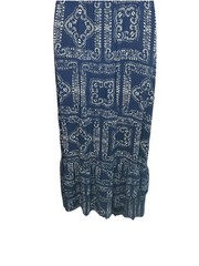 Surf Gypsy Maxi Dress Tiered Blue Ruffles Flutter Sleeves Tie Front Cut Out Boho