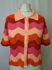 Wild Flower Pink Crocheted Woman&rsquo;s Short Top Collar Summer UK S/M L3621