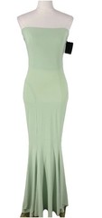 Norma Kamali Dress Womens Small Green Strapless Fishtail Gown Mermaid Formal