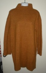 #1144 Sweater Pullover Dress Turtleneck S Dark Orange Yellow Soft Stretch