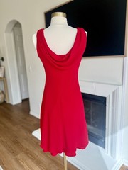 Dress Barn Red Cowl Open Back Drape Dress Old Money Coastal Sz 4