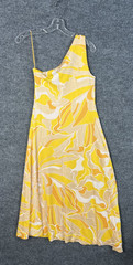 Alexis Lef Dress Size XS Yellow Abstract Knit Sleeveless Slanted Hem