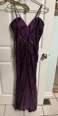 Morilee Purple fitted sequin formal gown prom dress Strappy Back Sz Xs 2 Tulle
