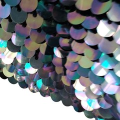 JoosTricot $695 Black Oil Slick Sequin Crochet Mini Rave Dress Retro Y2K Mermaid