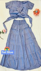 Boho 2-Piece Skirt Set – Wrap Crop Top + Tiered Maxi Skirt