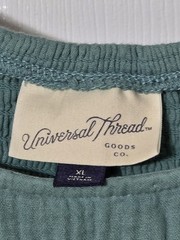 Universal Thread Women’s Green Solid Scoop Neck 3/4 Puff Ruffle Midi XL Cotton