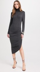 Norma Kamali Gray Long Sleeve Turtleneck Side Drape Dress Women&rsquo;s LARGE 40 NWT