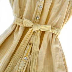 Faherty Women&rsquo;s Size Medium Yellow Dream Organic Cotton Gauze Carmel Tie Dress
