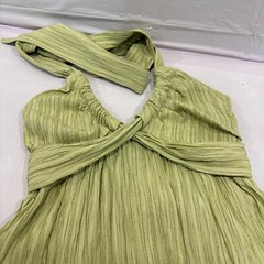 Shein Aveloria Solid Tie Backless Halter Dress Lime Green Size Small