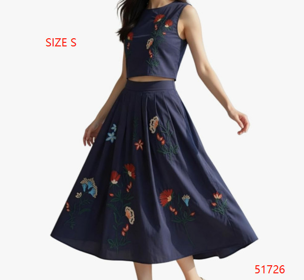 Womens Loose Baroque Floral Applique Mini Dress Pearl Button 3/4 Puff Sleeves Em