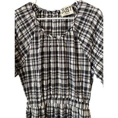 Free People Just Female Hamilton Midi Dress Large Gingham Lightweight Cottage