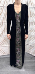 Michal Negrin Full Length Black Velvet Flowers Dress Size – S –