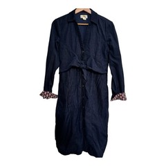 Anthropologie Maeve Winchester Corduroy Navy Blue Shirt Dress Size 6 Long Sleeve