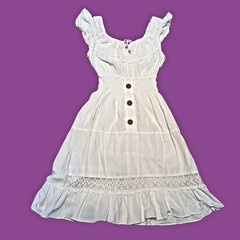WHITE MILKMAID SUN DRESS Midi lace crochet boho peasant Women&rsquo;s Small 6Y