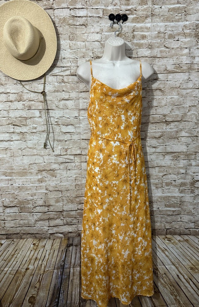 Audrey 3 + 1 Spaghetti Strap Drape Neck Yellow Floral Sundress – JUNIOR Large