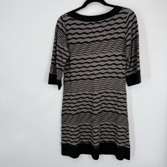 Papillon Blanc Shift Dress Large Textured Seamed Gray Stripe Lagenlook