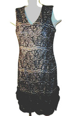 DONNA RICCO Black & Sparkly Silver, Lace Cocktail Dress Size 4, Nylon/Poly/Spand