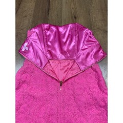 Lilly Pulitzer Pink Floral Eyelet Strapless Fit & Flare Dress Size 8 Hot Pink