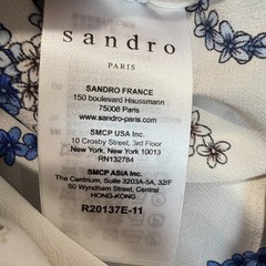 Sandro Paris 100% Silk Heart Floral Drop Waist Shirt Dress Women 38 Large Button