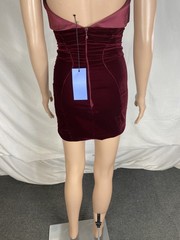 Mugler Womens Satin Trimmed Velvet Strapless Mini Dress Size XXS/IT 36 Blood Red