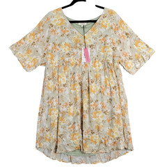 NWT Andree by UNIT D10257-1 Fall Floral Short Sleeve Babydoll Dress SIZE LARGE