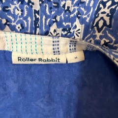 Roller Rabbit Blue Batik Sleeveless Pintuck Shift Dress M Boho Festival Cotton