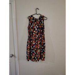 Cato Woman Sleeveless Abstract Brushstroke Print Elastic Waist Dress Plus 20W