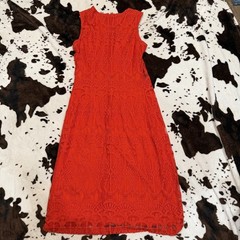 Sharagano Red Lace Sheath Dress Sleeveless Midi Cocktail Size 2