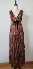 Maxi Dress New Size Small Burgundy Gold Bow Holiday Retro Party Bridgerton