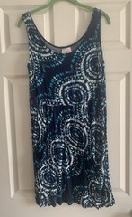 A.N.A. A New Approach Womens Soft Blue Tie Dye Casual Tank Dress Pockets Size L