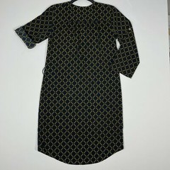 Michael Kors Dress 3/4 Roll Tab Sleeves Knee Length Lace Up Navy Gold Women&rsquo;s S