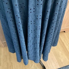 Anthropologie Hutch Olivia eyelet blue dress tank midi fit flare wedding guest L