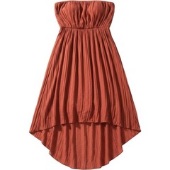 BCBGeneration Rust Orange Pleated High-Low Dress XS Smocked Waist Spaghetti Strp