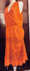 CAbi Black Midi Dress with Bright Orange Floral Print- Reversible