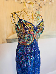 Naeem Khan Riazee Nights Silk Beaded Sequin Gown Bolero Blue M