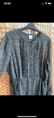 HUSK Australia Grey/ Green Pattern Layering Shirt Dress Drawstring Fits Uk 12