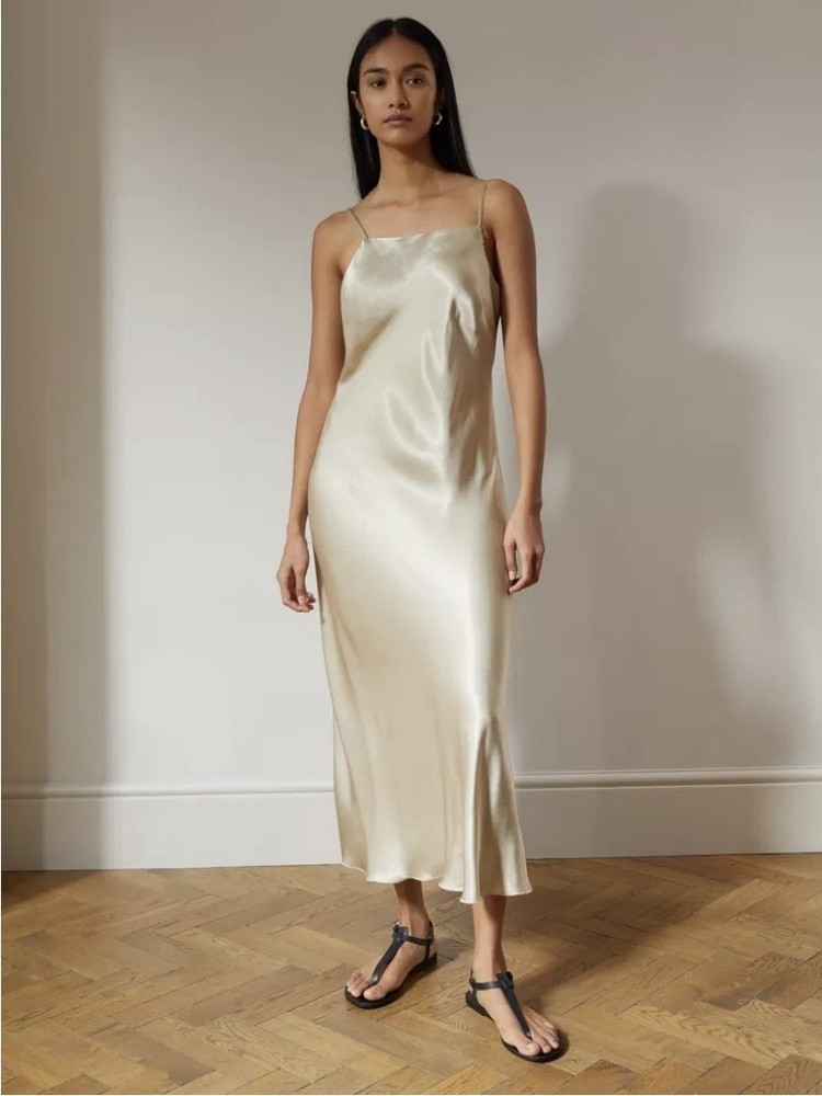 Albaray size 8 champagne square neck satin slip dress