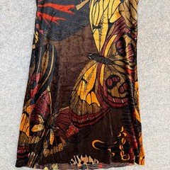 Vintage Betsey Johnson Crushed Velvet Butterfly Dress Womens P XS Small 90s USA
