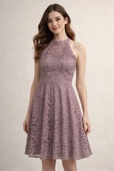 Eliza J Mauve Lace Midi Dress