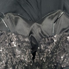Kurt Thomas Black Silk Chiffon Sequin Strapless Lined Mini Dress Size 10