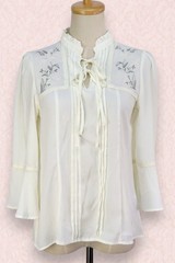 axes femme 2pc Set White Lily Embroidery Top & Mint Green Floral Skirt 5120050a
