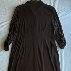 Talbots Button Front Long Sleeve Roll Cuff Black Shirt Dress M